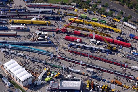 The Messe Berlin venue has more than 3 km of outdoor tracks for rail vehicles to be displayed.