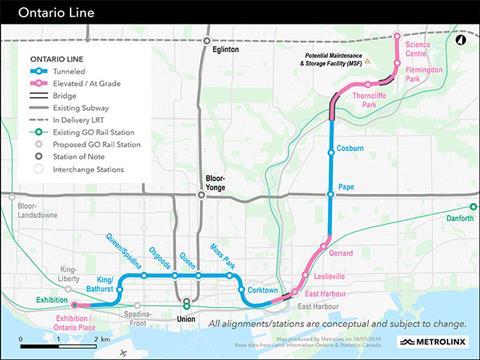 Toronto Ontario Line map (Image: Metrolinx)