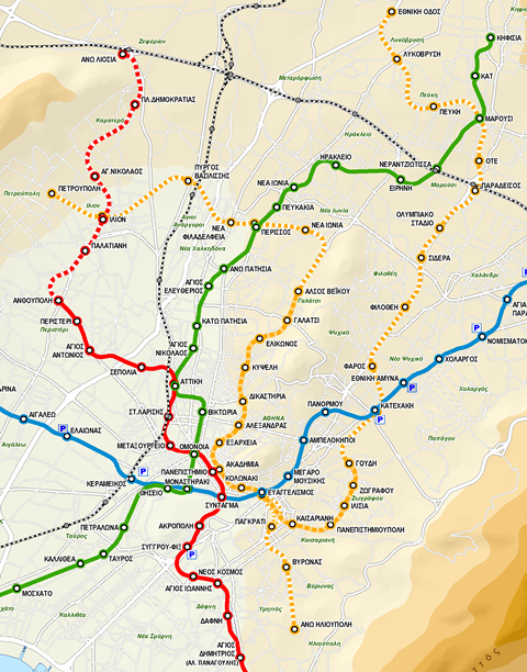 gr Athens metro map Attiko Metro 