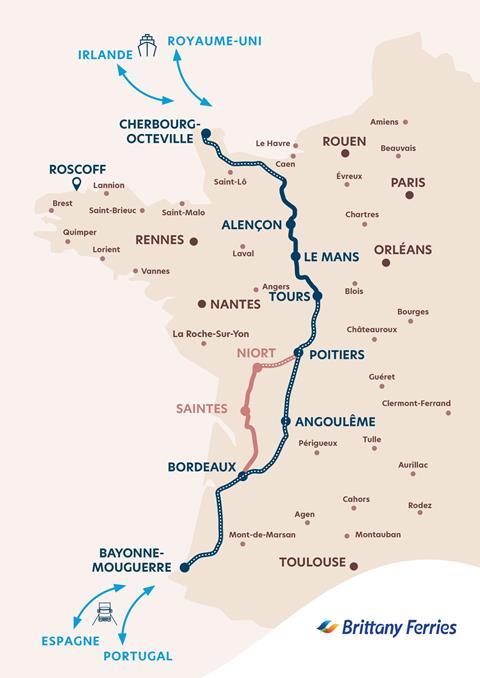 fr-Brittany Ferries Bayonne-Cherbourg map