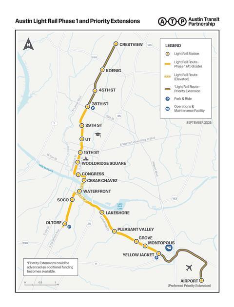 Austin Light Rail Phase 1 Map