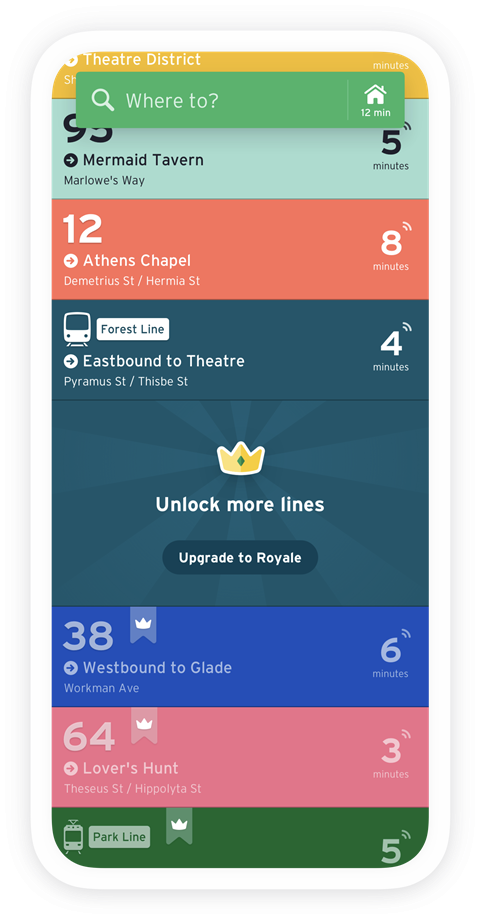 Transit Royale app screenshot