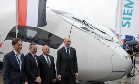 Siemens Velaro Egypt unveiled in very wet weather TM03