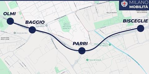 Milano metro extension map