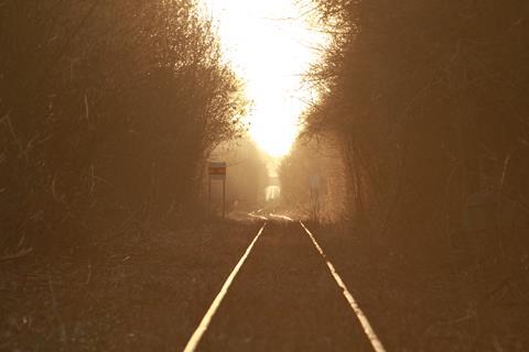 East West Rail track sun