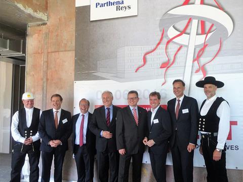 Topping-out ceremony for the  Vossloh Locomotives factory at the Kiel Business Campus.