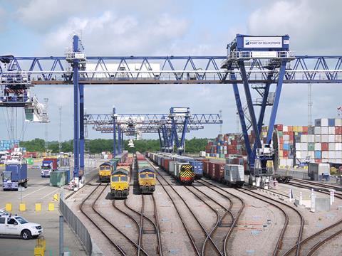Network Rail begin £60·4m programme of weekend works to upgrade the single track branch to the Port of Felixstowe.