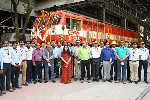 Indian-built locomotive for Mozambique in factory