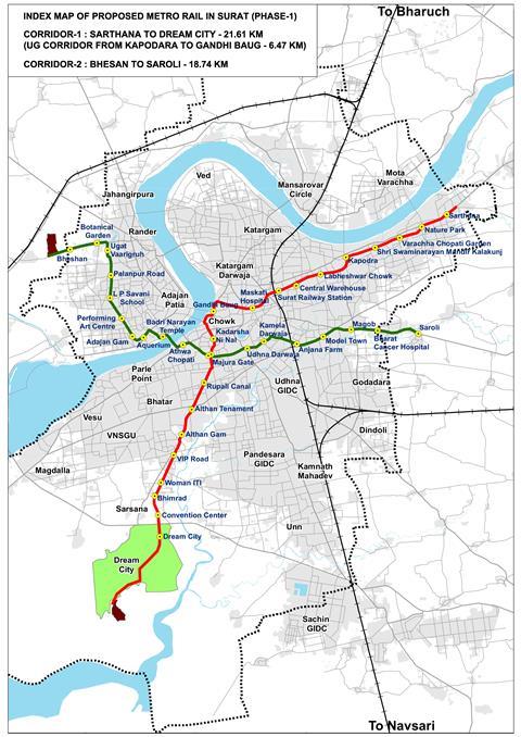 Surat metro project map