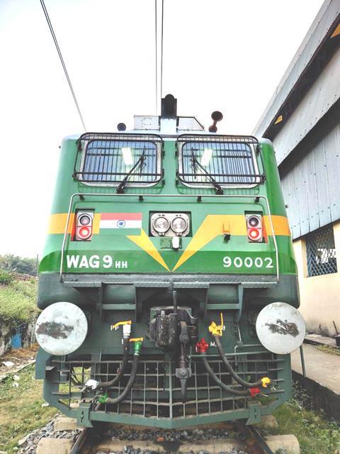 WAG-9HH 9 000 hp electric loco built by Chittaranjan Locomotive Works on test