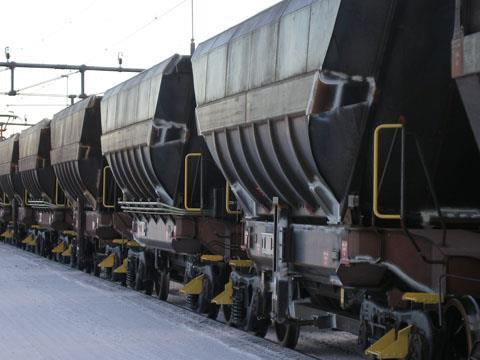 Iron ore wagons in Sweden.