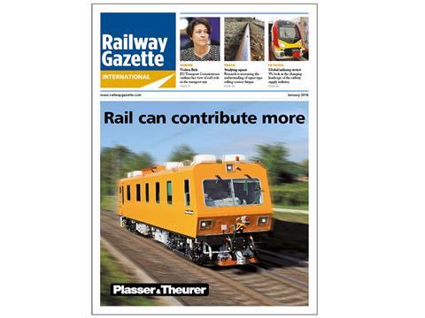 January 2016 issue of Railway Gazette International magazine.