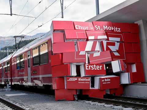 Arrival of a special InterRegio train from Chur marked the opening of the rebuilt Rhätische Bahn station.