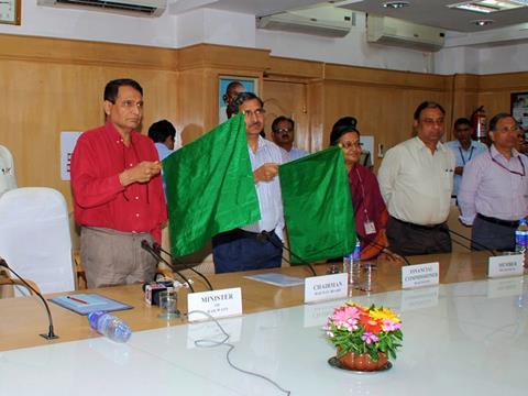 Minister for Railways Suresh Prabhu flagged off the inaugural train on the Gandhidham - Tuna Tekra line using video conferencing facilities.