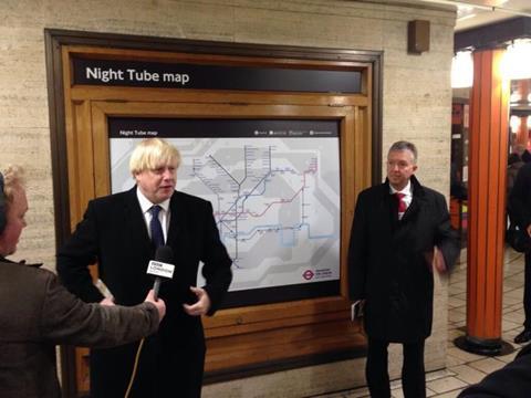 Mayor of London Boris Johnson and London Underground Managing Director Mike Brown unveil a map of proposed night routes.