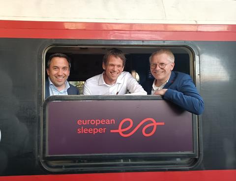 European Sleeper founders Elmer van Buuren and Chris Engelsman with Belgian Deputy Prime Minister Georges Gilkinet