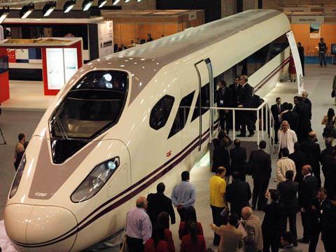 Mock-up of the CAF Oaris high speed train concept.