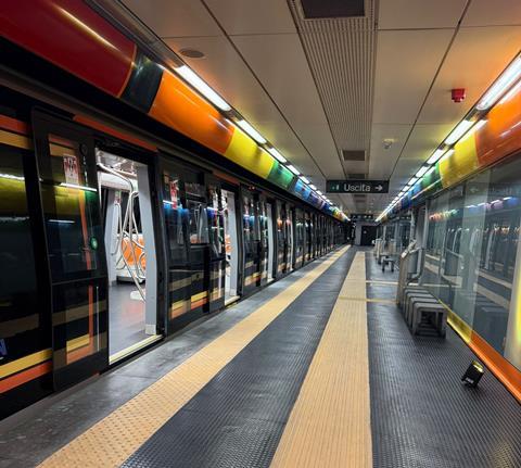 CAF metro trains in service on Arcobaleno line Napoli (image EAV)