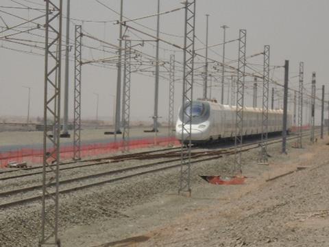 Test running of a Talgo 350 trainset is underway on the Haramain high speed line.