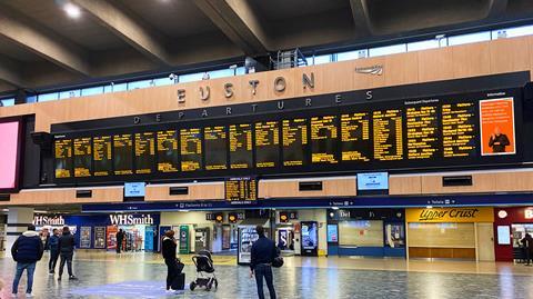 London Euston departure board with British Sign Language screens (Photo Network Rail)