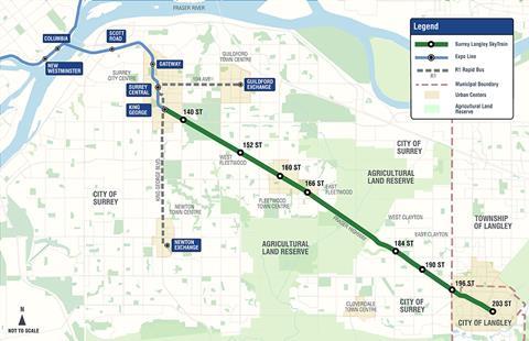 Vancouver SkyTrain Surrey Langley Extension map