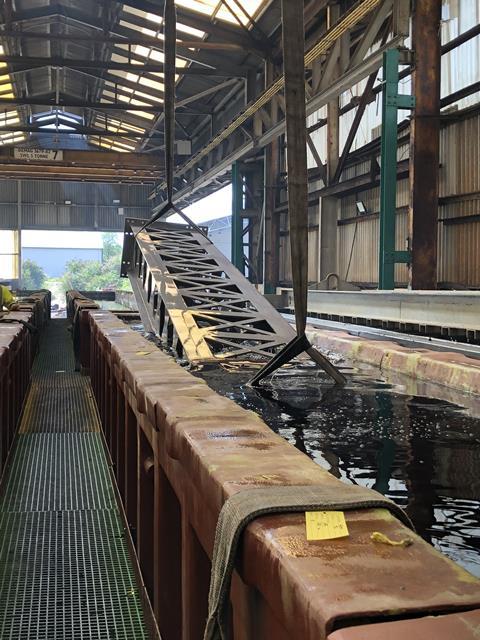 Steel sections before the galvanizing process