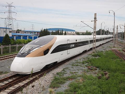 A prototype for a Chinese standard high speed train is on test.
