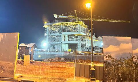 Construction of Hay Riad station in Rabat (image Railway Gazette)