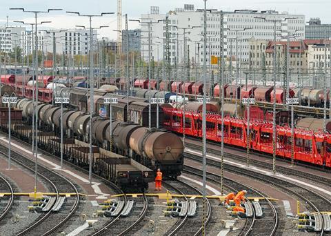 Wagons in a freight yard at Halle