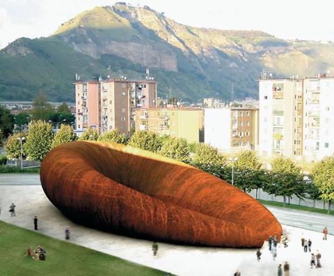 The entrance to Monte Sant’Angelo station has been designed by UK-based sculptor Anish Kapoor.