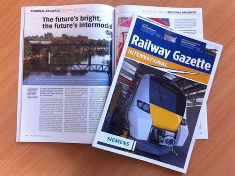 The first of the Siemens Desiro City commuter trains for Britain's Thameslink Programme features on the  cover of the December 2013 issue of Railway Gazette International.