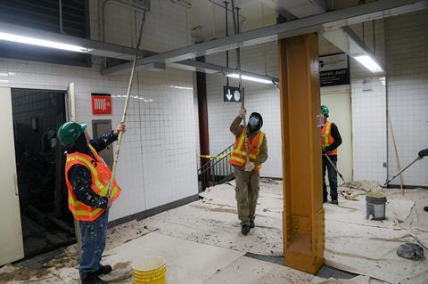 New York subway station cleaning