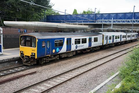 Northern Class 150 DMU at Salford Crescent station