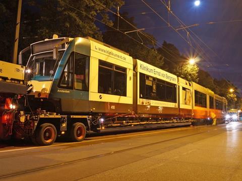 Siemens is lengthening eight Combino trams for Potsdam. The first arrived in the city on September 7.