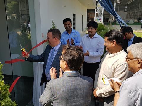 British Deputy High Commissioner Andrew Fleming inaugurates the Pandrol Rahee Technologies factory in Hyderabad.