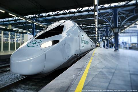 Impression of Eurostar Celestia train in Brussels (Image Alstom)