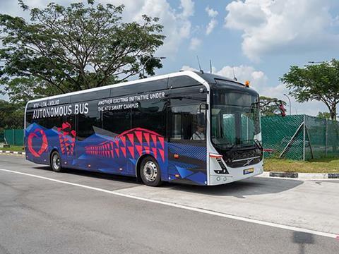 Volvo has unveiled its first autonomous fully electric bus designed for passenger use, which is to undergo trials on the Nanyang Technological University campus.