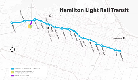 Hamilton LRT map