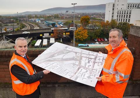 Translink Group CEO Chris Conway and Graham Civil Engineering Managing Director Leo Martin at the site of the Belfast Transport Hub.