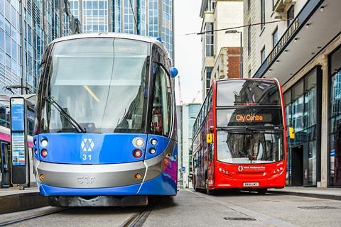 West Midlands Metro tram and bus (Photo WMCA)