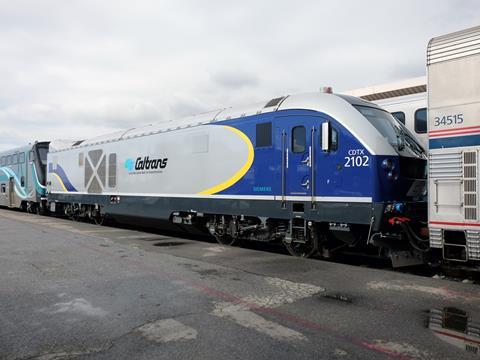The first of 22 SC-44 Charger locomotives being supplied to Caltrans to operate San Joaquin and Capitol Corridor services entered revenue service in November.