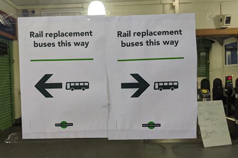 Southern rail replacement bus sign