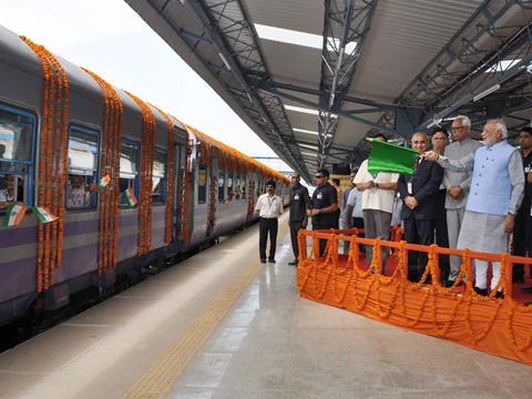 Prime Minister Narendra Modi flagged off the first train to inaugurate the Udhampur – Katra line.