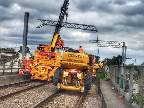 Installation of 25 kV 50 Hz electrification equipment.