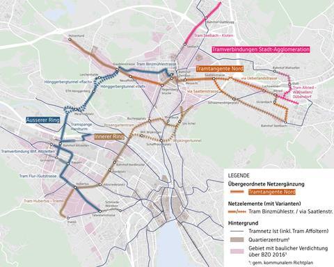 Zuerich tram strategy map (Image VBZ)