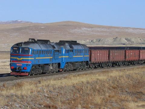 Freight train in Mongolia.