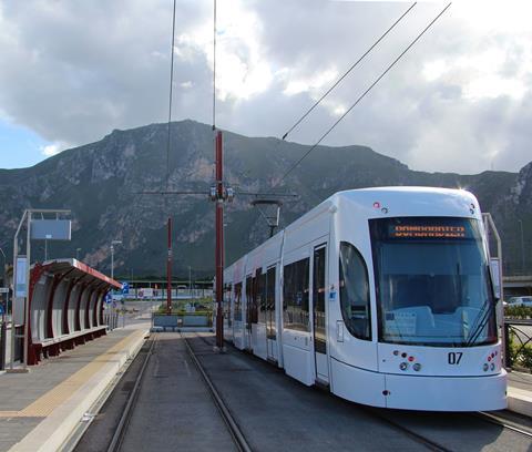 Palermo tram at Roccella (image Railway Gazette)