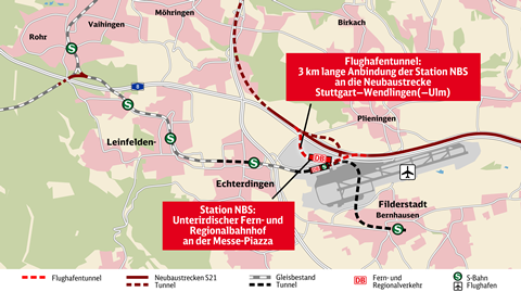 Stuttgart airport rail connection map