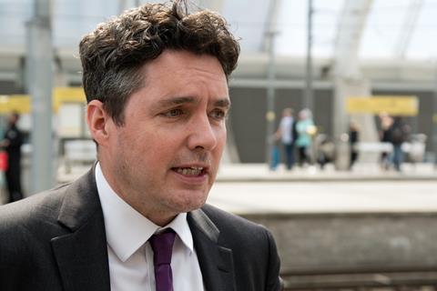 Rail Minister Huw Merriman at Manchester Victoria