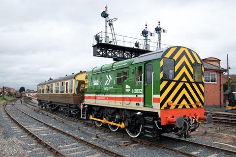 HydroShunter prototype H3802 departs Kidderminster SVR 260226 TM02